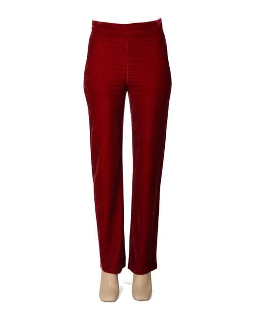 Boutique Moschino Red Panne Velvet Pants Viscose Trousers