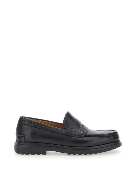 Ferragamo Gray 'Brema' Loafers With Tonal Stitching And Almond Toe for men