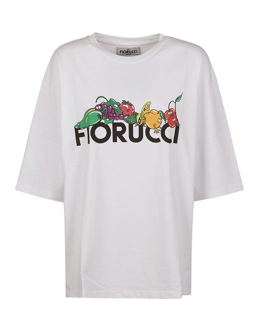Fiorucci Gray Fruit Print Regular T-Shirt