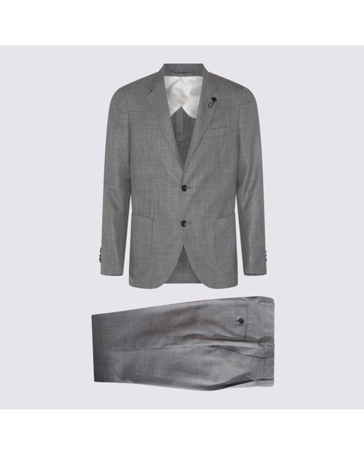 Lardini Gray Wool Suits for men