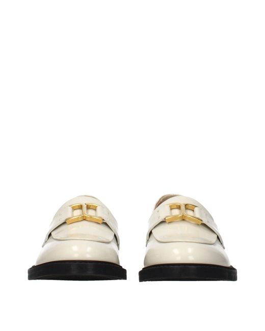 Chloé White Leather Slip-On Loafers