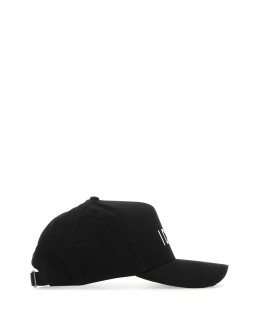 DSquared² Black Cotton Baseball Cap for men