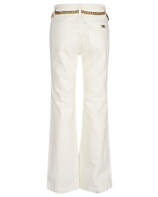 Michael Kors White Flare Chain Belt Jeans