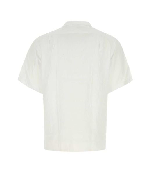 Hartford White Linen Palm Shirt for men