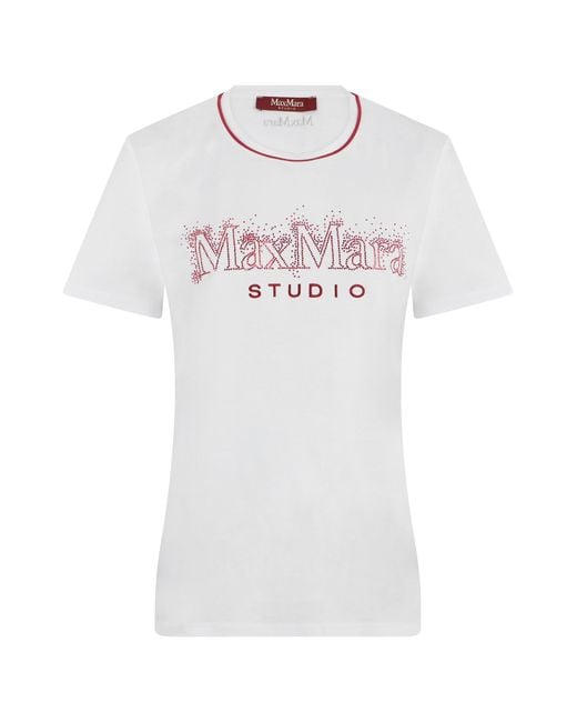 Max Mara White Cotton T-Shirt Pugnale T-Shirts & Jerseys