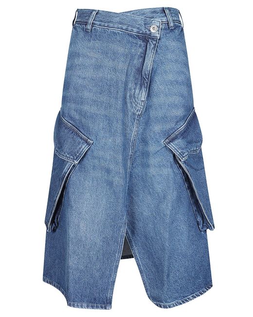 J.W. Anderson Blue Cargo Pocket Midi Skirt