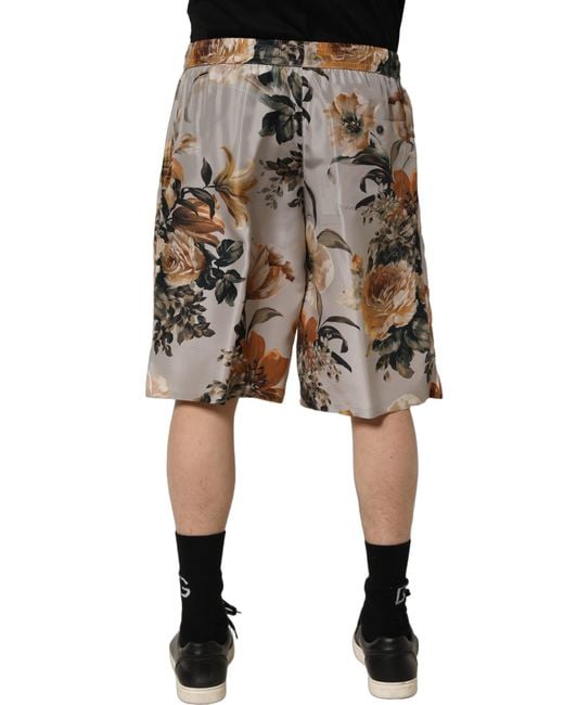 Dolce & Gabbana Natural Floral Print Silk Bermuda Shorts for men