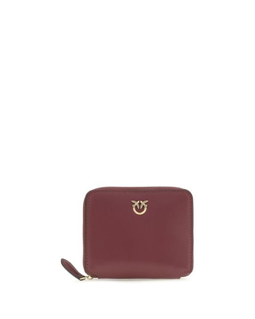 Pinko Purple Leather Zip-Around Wallet Calf Bos Taurus