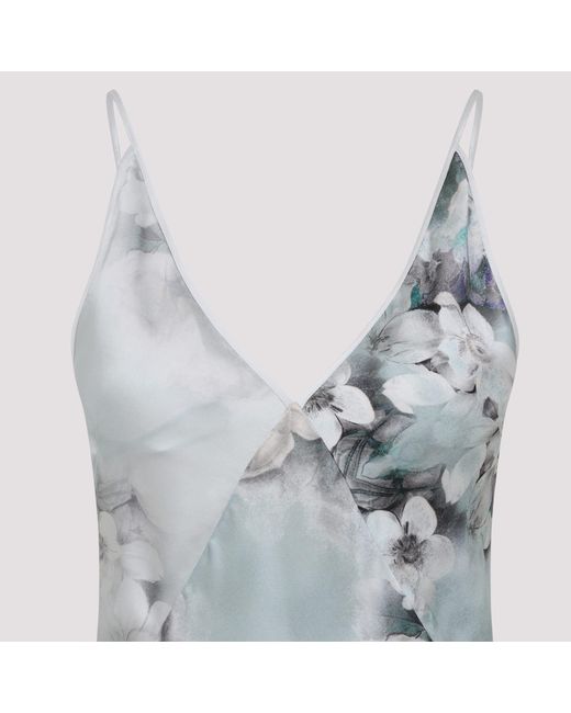 Alberta Ferretti Blue Printed Light Viscose Evening Dress