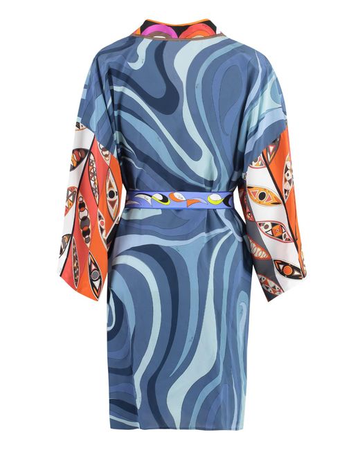 Emilio Pucci Blue Printed Silk Night Gown