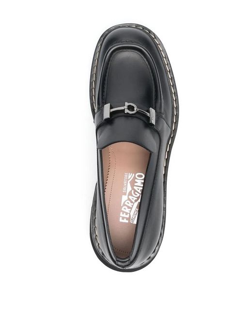 Ferragamo Gray Ferragamo Gancini Chunky Leather Loafers for men