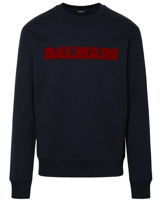 Balmain Blue Cotton Sweatshirt for men