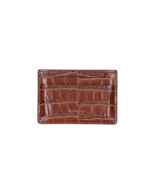 Tom Ford Red Printed Leather Card Holder for men