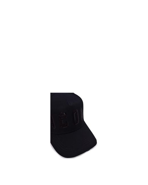 DSquared² Black Icon Sequin-embellished Cap for men