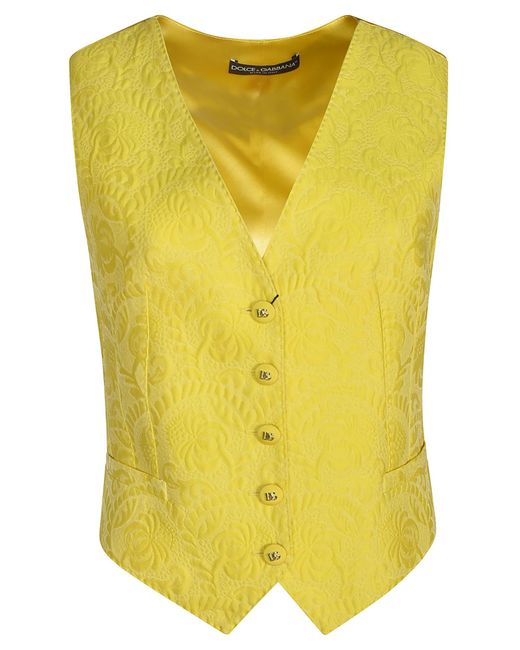 Dolce & Gabbana Yellow V-Neck Vest