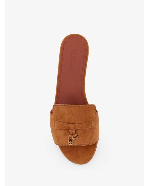 Loro Piana Brown Flat Suede Sandals Summer Charms
