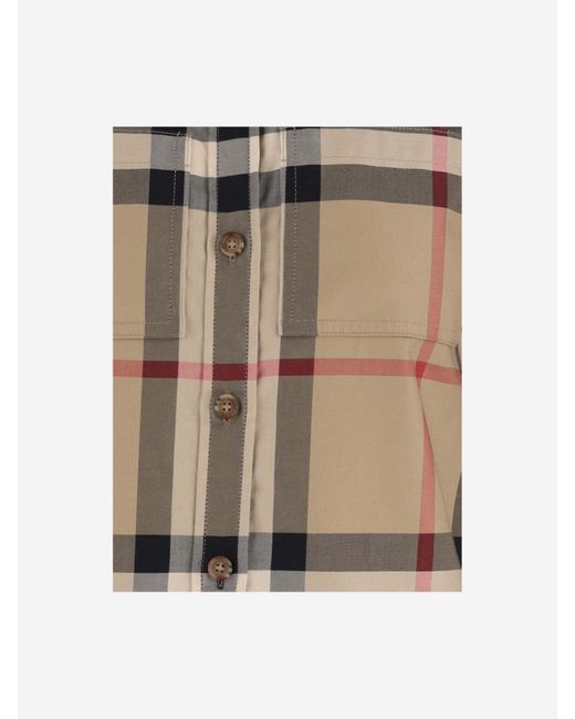 Burberry Brown Cotton Shirt With Check Pattern