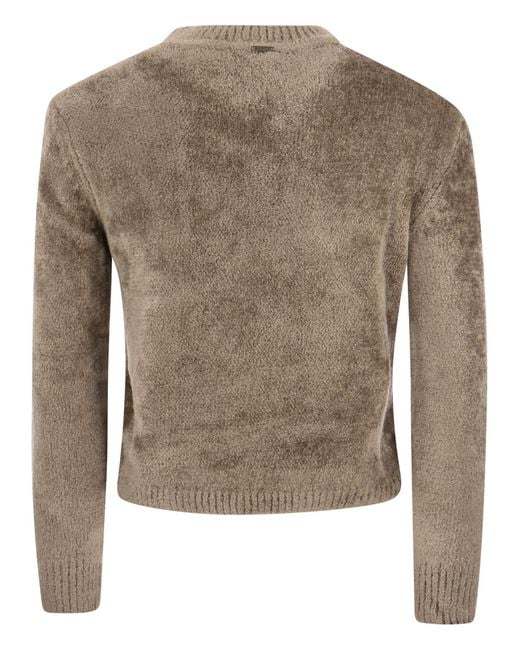 Herno Brown Resort Pullover In Chenille Knit