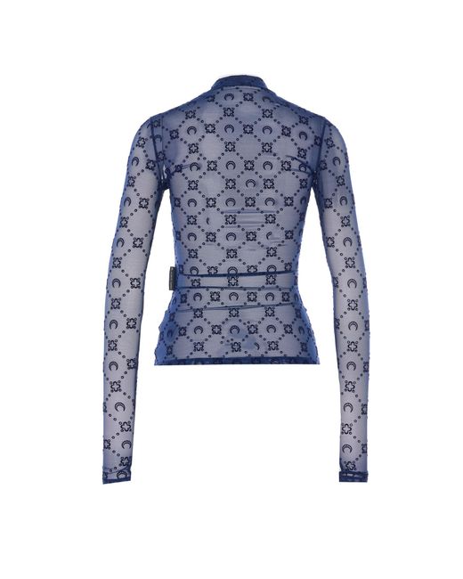 MARINE SERRE Blue Top Polyamide