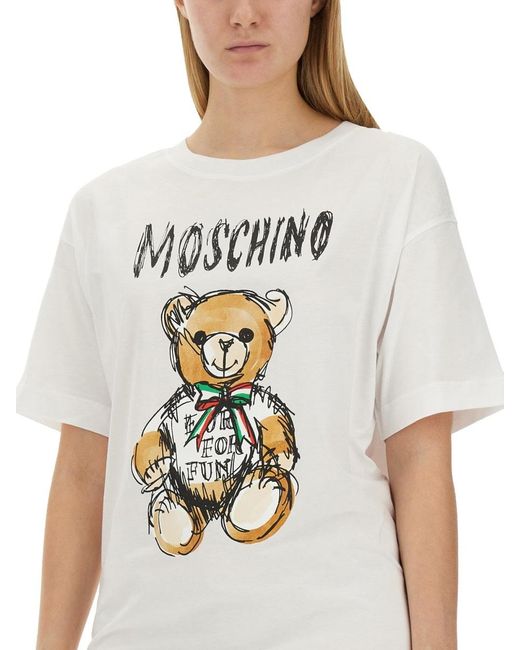 Moschino White "drawn Teddy Bear" Dress