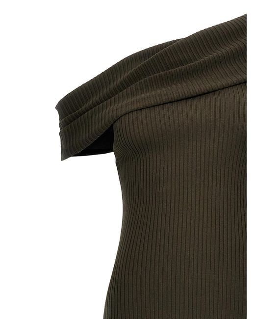Courrã¨ges Green Twist Rib Knit Long Dress Viscose