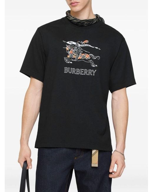 Burberry Black Ekd Sketch Cotton T-Shirt for men