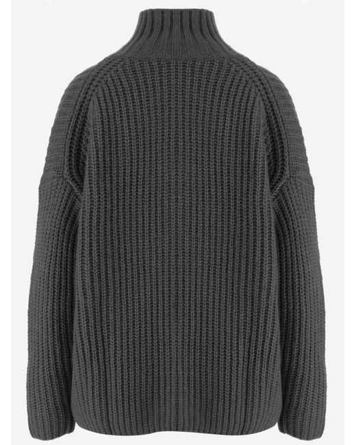 Allude Gray Cashmere And Silk Sweater