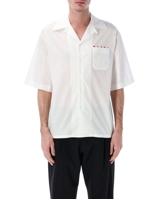 Marni White Poplin Bowling Shirt for men
