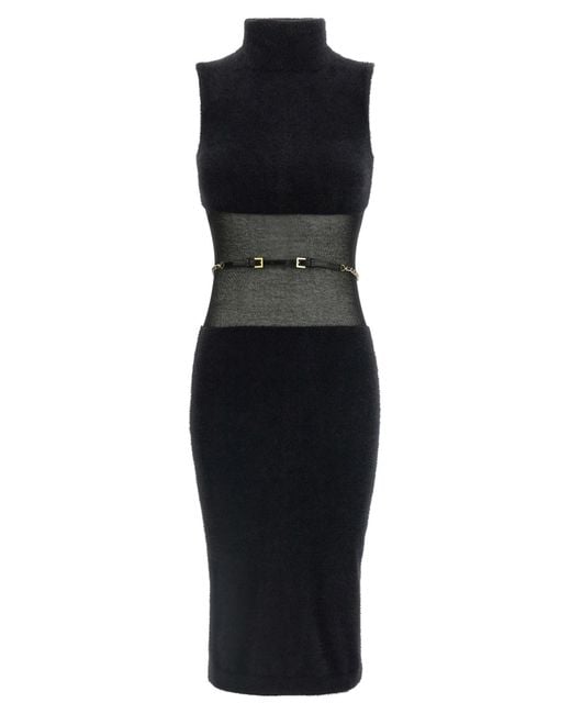 Elisabetta Franchi Black Gauze Insert Dress