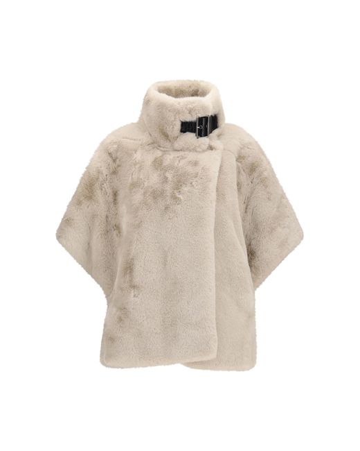 Pinko Natural Faux Fur Jacket With Buckle Polyester