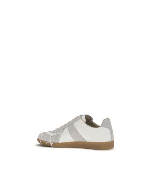 Maison Margiela White Suede Leather Low Top Sneakers for men