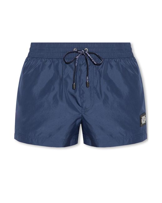 Dolce & Gabbana Blue Drawstring Waist Logo Boxer Shorts for men