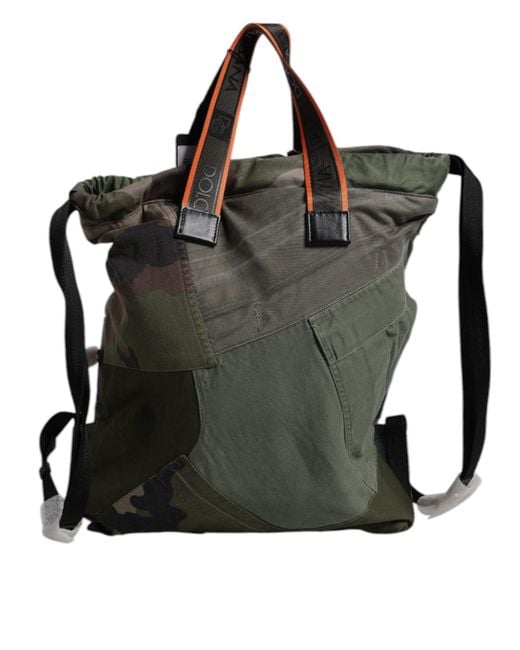 Dolce & Gabbana Black Military Green Patchwork Rucksack Backpack Bag for men