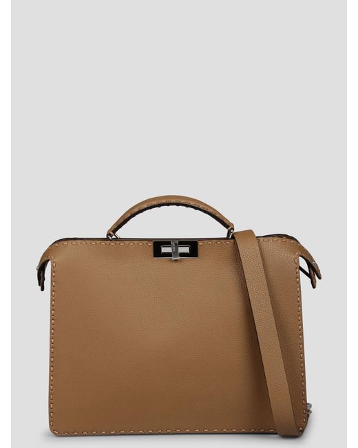 Fendi Brown Peekaboo Iseeu Medium Selleria Leather Bag for men