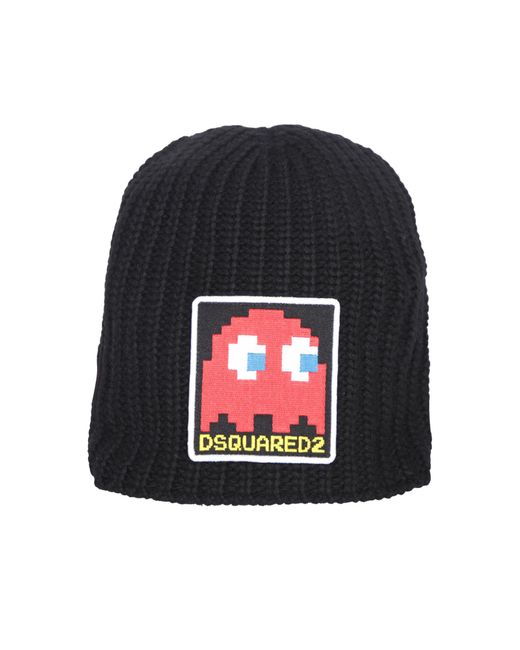 DSquared² Pacman Beanie Hat in Black for Men | Lyst