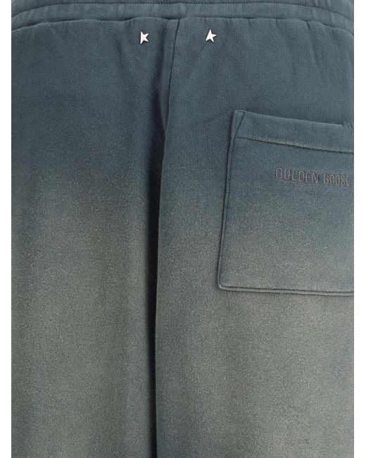 Golden Goose Deluxe Brand Blue Sweatpants With Shaded Design Cotton Pant