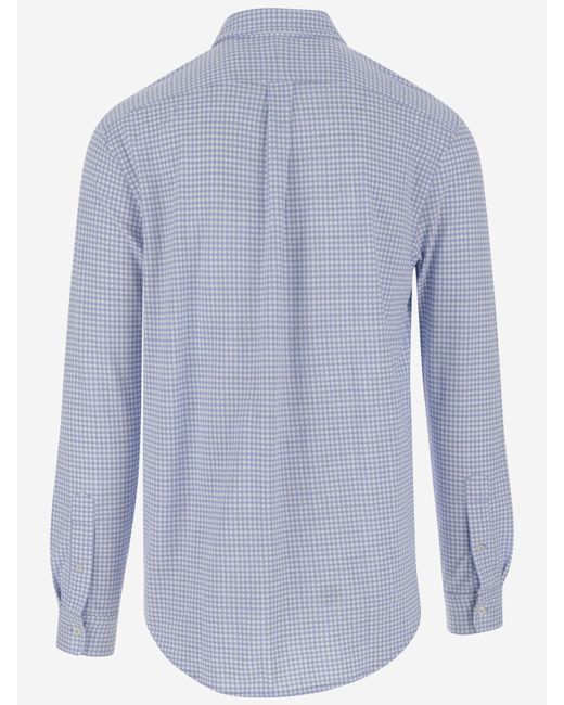 Ralph Lauren Blue Cotton Shirt With Vichy Pattern for men