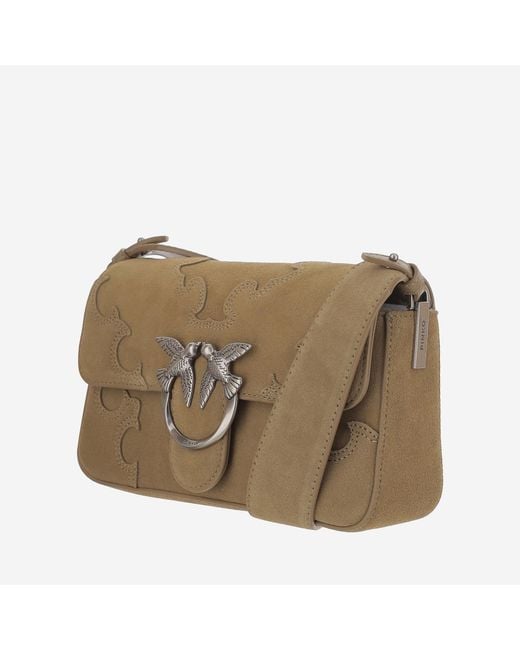 Pinko Natural Shoulder Bag Love One Suede