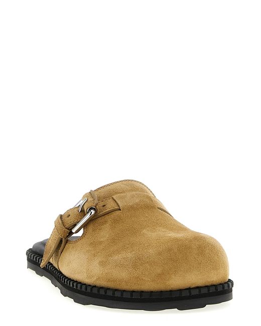 Moschino Brown Suede Sabots With Adjustable Buckle