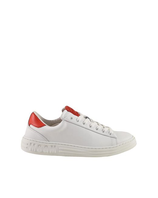 MSGM Leather White / Red Sneakers for Men | Lyst
