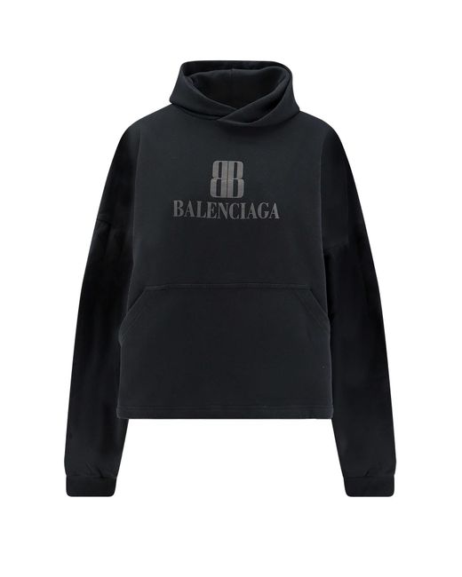 Balenciaga Cropped Cotton Sweatshirt in Black | Lyst