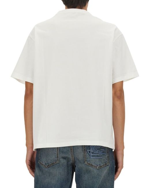 Etro White T-Shirt With Pegasus Embroidery for men