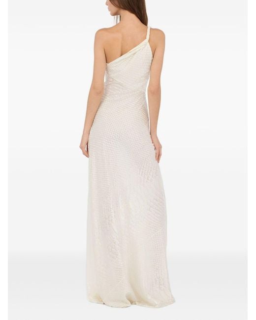 Roberto Cavalli White Extra Long One-Shoulder Dress