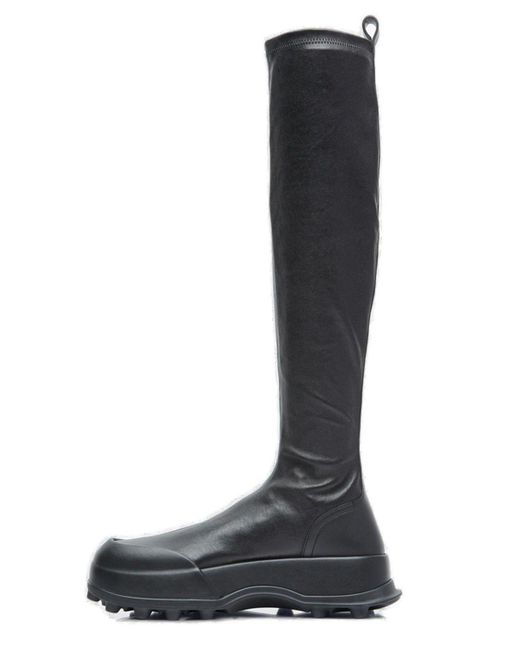 Jil Sander Pullon Kneehigh Boots in Black Lyst