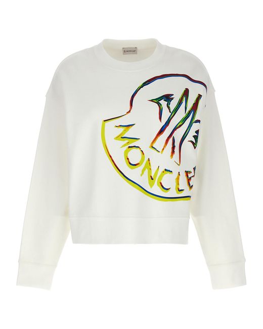 Moncler White Logo Print Sweatshirt