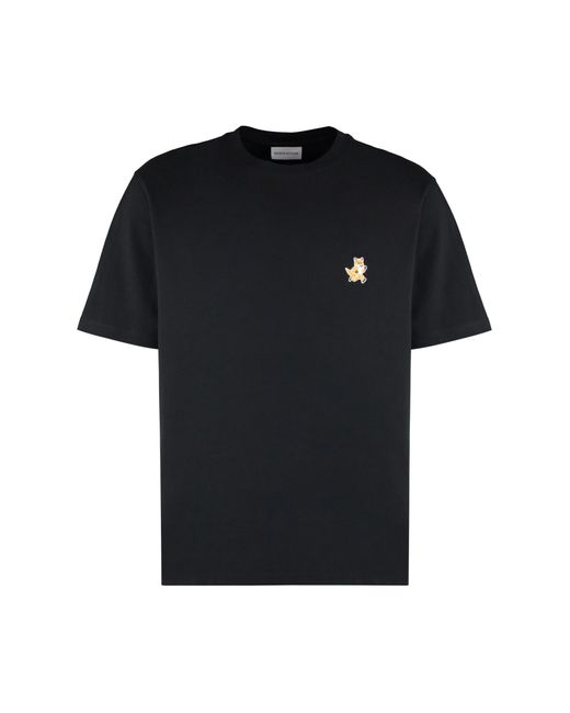 Maison Kitsuné Black Cotton Crew-Neck T-Shirt for men