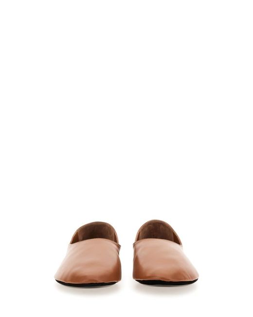 Jil Sander Brown Leather Slippers