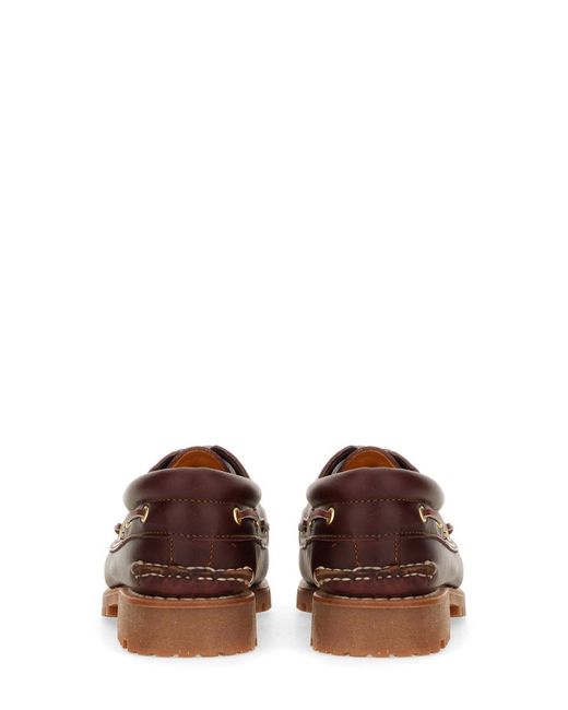 Timberland Brown Leather Boat Moccasin Lace-Up Shoes for men