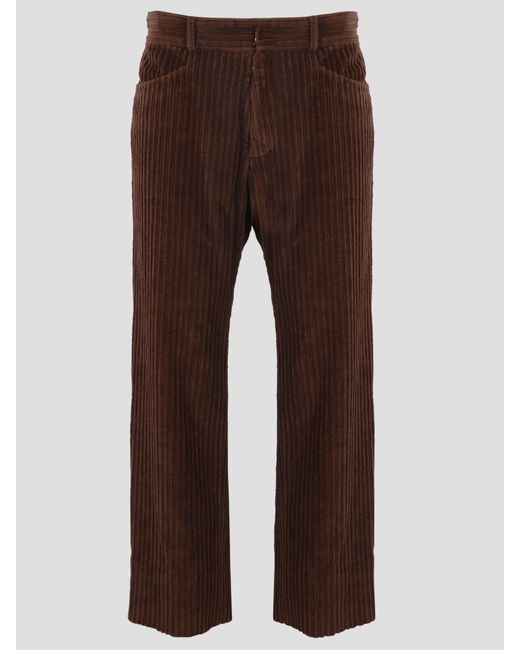 Maison Margiela Brown Corduroy Cropped Trousers for men