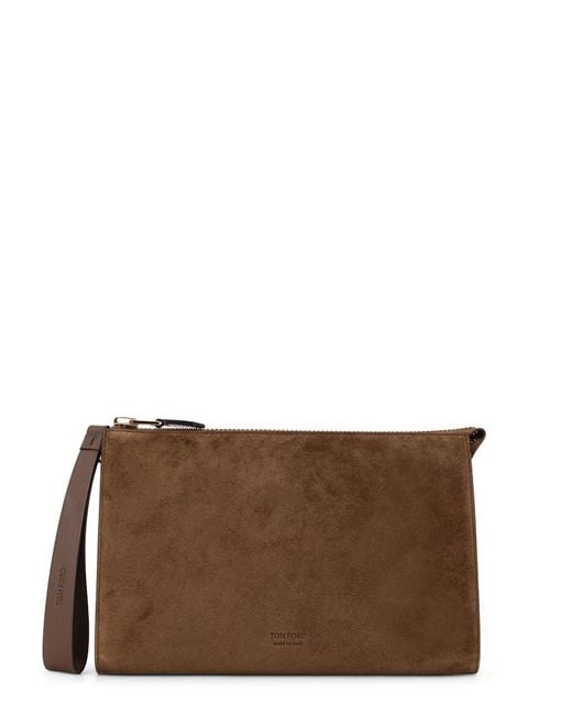 Tom Ford Brown Suede Clutch for men